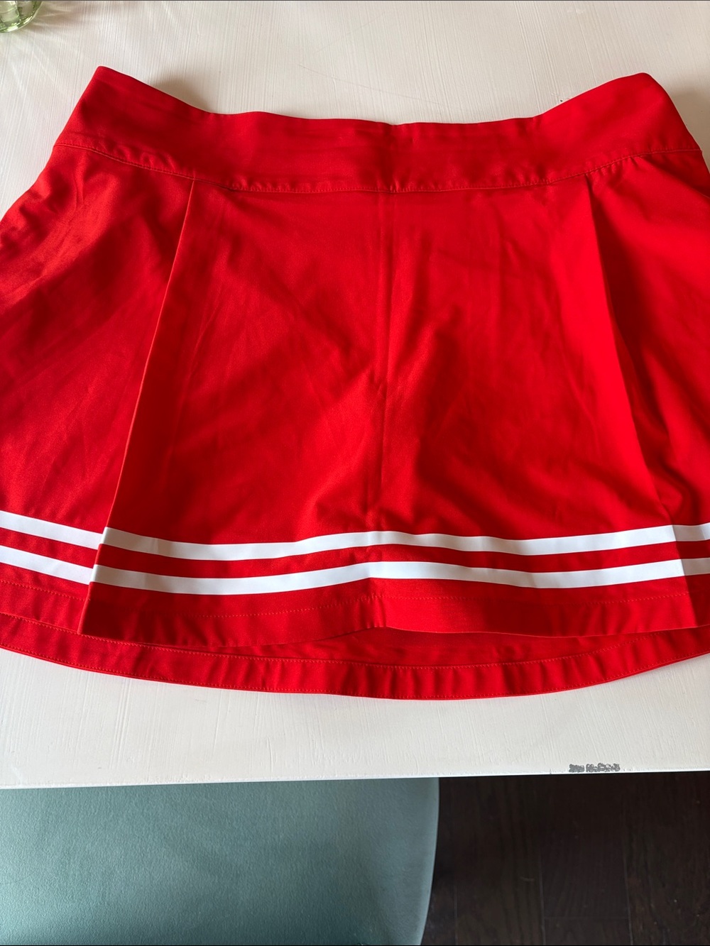 CALIA by Carrie Underwood Red Pleated Skort with White Stripe Hem - Picture 3 of 7